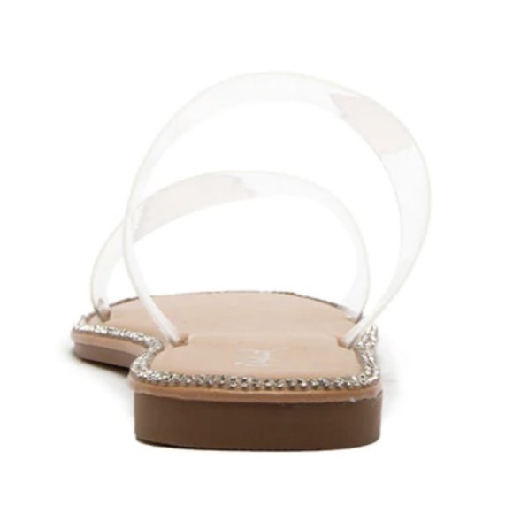 !! NEW !! Embellished Double Strap Square Toe Sandals in Clear - Picture 6 of 11